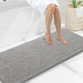 Smiry Luxury Chenille Bathroom Rugs 59x20, Extra Soft and Absorbent Shaggy Bath Mat, Machine Washable, Non-Slip Plush Carpet Runner for Tub, Shower, and Floor, Home Decor Accessories, Light Grey