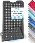 SlipX Solutions Power Grip Bathtub Safety Mat | Precision Grip Technology for Longer, Stronger, & Softer Wet Surface Protection | Clear Black 39"x16"