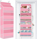 WISELIFE Over The Door Organizer Storage 4 Shelves Large Capacity Hanging Bedroom Storage Solution with 6 Side Pockets for Dorm Bathroom Pantry Nursery and Baby Essentials Holds up to 40 Lbs (Pink)