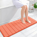 OLANLY Memory Foam Long Bathroom Rugs Runner 47x17, Super Soft Absorbent Bath Mat, Quick Dry, Machine Washable Shower Floor Rugs, Bathmat Carpet, Bathroom Home Decor Accessories, Coral