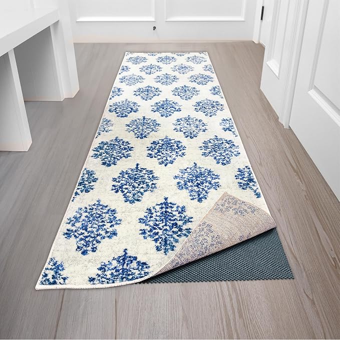 Veken Runner Rug Pad Gripper for Hardwood Floors, Non Slip 2x6 Ft Dark Blue Rug Pads for Area Rugs, Thick Rug Grippers for Tile Floors, Under Carpet Anti Skid Mat, Keep Your Rugs Safe and in Place