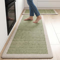 Sage Green Vintage Boho Elegance Kitchen Rug Sets [2 PCs], Anti-Fatigue, Waterproof Non-Slip Kitchen Mats Heavy Duty Comfort Foam Rug for Kitchen, Floor, Laundry,17"x29"+17"x47"