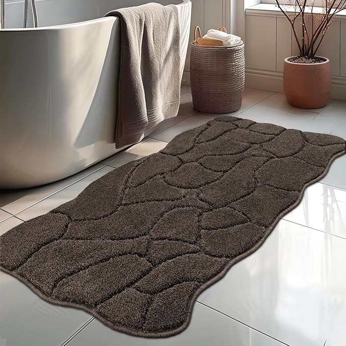 BSICPRO Large Bathroom Rugs Runner, 22x47 Inches Long Bath Mats Non Slip, Soft Absorbent and Quick Dry Microfiber Bath Rugs for Bathroom Decor, Machine Washable (Latte)