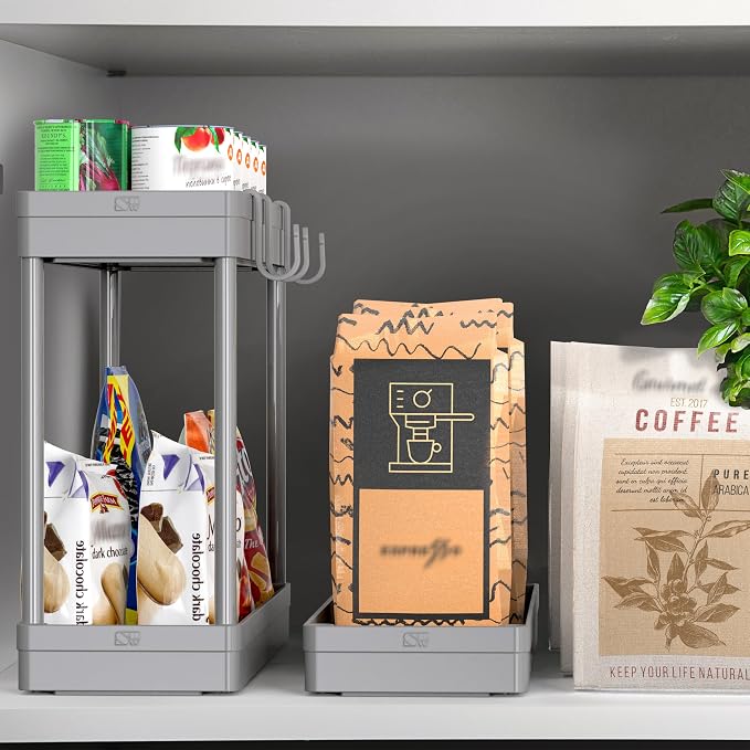 Simple Houseware 3-Tier Slim/Narrow Storage Cart with Handle, 5.5'' Wide x 27.5'' Height Rolling Organizer for Kitchen, Bathroom, Laundry Room - Grey