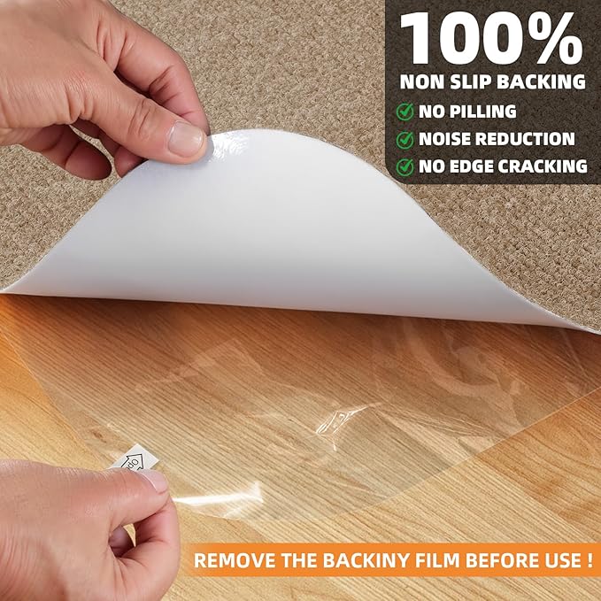 Office Chair Mat for Hardwood Floors 63" x 51", Durable Non-Slip Large Tile Floor Protector, Anti-Scratch Thick Heavy-Duty Recyclable Gliding Desk Mats for Computer Rolling Chairs, Camel Color