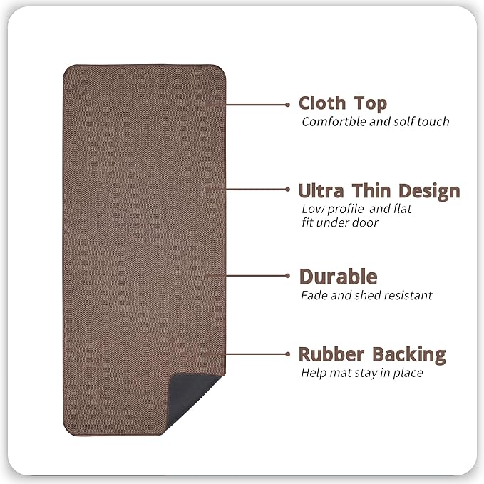 Bosap Bath Mat,Ultra Thin Bathroom Runner Rugs,Large Bath Mats for Bathroom,Quick Dry,Non-Slip,Machine Washable,Low Pile,Bath Rug,Shower Outside,Sink,Home Decor Accessories.Brown,3'x5'(36x60inch)