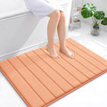OLANLY Memory Foam Bath Mat 40x32, Super Soft Absorbent Bathroom Rugs, Quick Dry, Machine Washable Shower Floor Rugs, Bathmat Carpet, Bathroom Home Decor Accessories, Peach
