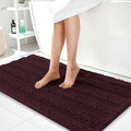 OLANLY Thick Bathroom Runner Rugs 44x24, Extra Absorbent Chenille Striped Bath Rugs, Rubber Backing, Machine Wash Dry, Long Bath Mats for Bathroom, Tub and Shower, Home Decor Accessories, Black Cherry