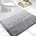 OLANLY Luxury Toilet Rugs U-Shaped 24x20, Extra Soft and Absorbent Microfiber Bathroom Rugs, Non-Slip Plush Shaggy Bath Mat, Machine Wash Dry, Contour Bathroom Mats for Toilet Base, Light Grey