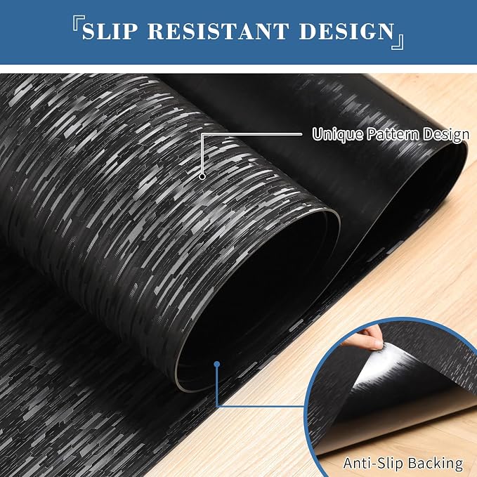 Chair Mat for Hard Floor, TYDLE 36"x48" Office Chair Mat for Hardwood Floor, Vinyl Mat for Gaming Chairs, Non-Slip Waterproof Floor Protector Rolling Computer Desk Mat for Home Office (Black)