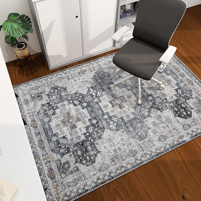 chakme Office Chair Mat for Hardwood Floor, 60"x45" Easy Glide Computer Desk Mat Protector for Rolling Chair Under Desk Rug Nonslip Backing, Machine Wash, (Boho)