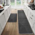 Kitchen Mat Set of 2 PCS, Anti Fatigue Kitchen Floor Mat, Kitchen Runner Cushioned Non Slip for Kichen, Office, Balcony, Gray, 17" x 30"+17" x 59"