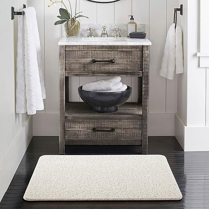 Asvin Soft Textured Bath, Shower, Tub Mat, 24x16 Inch, Phthalate Free, Non Slip Comfort Bathtub Mats with Drain, PVC Loofah Bathroom Mats for Wet Areas, Quick Drying