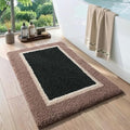 DEXI Bathroom Rugs 24x16, Absorbent Extra Soft Plush Microfiber Bath Mat for Bathroom, Non Slip Washable Bathmat Quick Dry for Shower Floor, Sink, Tub, Laundry Room, Brown and Green