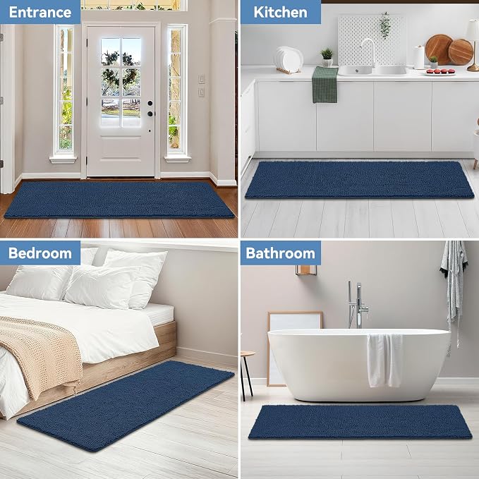 Bcoimo Long Bathroom Rug 70" x 24", Absorbent Non Slip Bath Mat, Washable Quick Dry Bathroom Runner Rug for Shower, Tub, Sink and Vanity