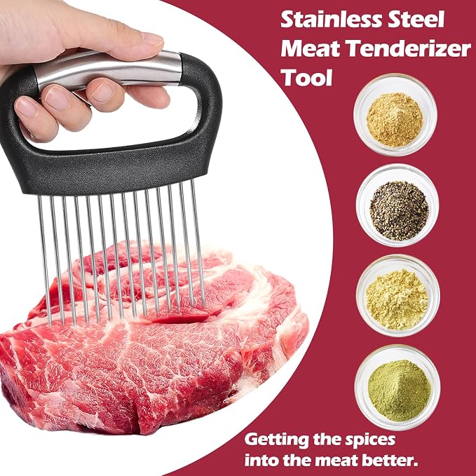 JAYVAR Large Onion Holder for Slicing, 304 Stainless Steel Large Onion Cutter Vegetable Chopper,Tomato Slicer for Potato, Practical Meat Tenderizer Tool, Kitchen Food Slicer Guide for Neat Slicing