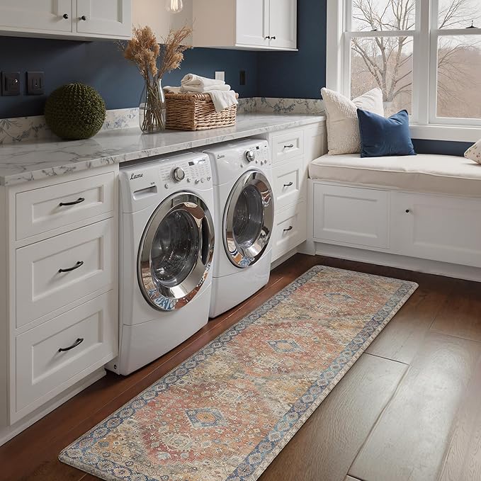GENIMO Kitchen Mats for Floor, Kitchen Rugs Non Slip Washable, Waterproof Anti Fatigue Mat, Comfort Standing Runner Rug for Sink, Office, Laundry, Home, 23.6"x71", RetroBrick