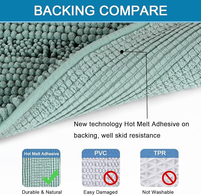 H.VERSAILTEX Bathroom Rugs Bath Mat Runner Rug Non Slip Kitchen Rug Extra Long Bath Rug Runners Oversized 59" x 20" Absorbent Washable Dry Fast Plush Area Rug for Bathroom/Bedroom - Eggshell Blue