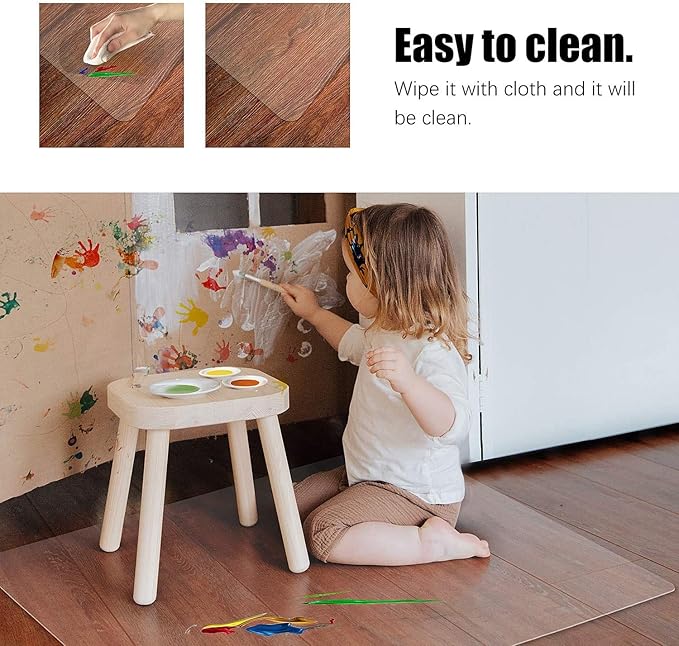Kuyal Clear Chair Mat, Hard Floor Use, 48" X 53" Transparent Office Home Floor Protector mat Chairmats (48" X 53" Rectangle)