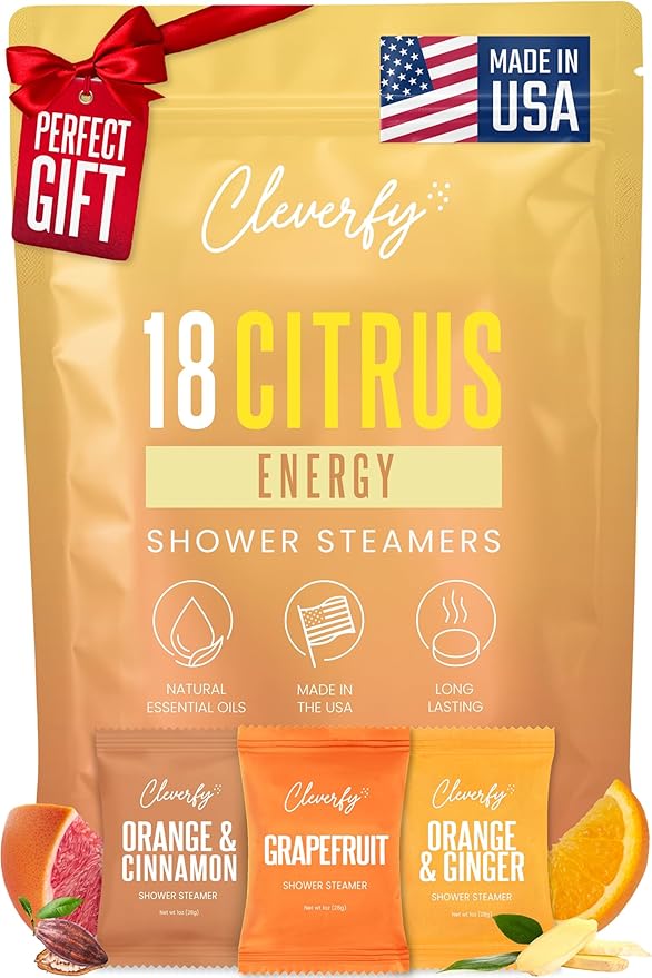 Cleverfy Citrus Shower Steamers Aromatherapy - Birthday Gifts for Women, Mom, Wife, Grandma, Her, Best Friend, Daughter, Sister, Teens & Girlfriend - 18 Tablets