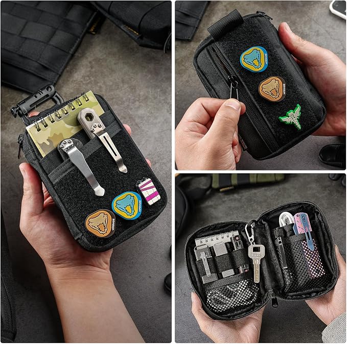 VIPERADE VE26 EDC Pouch Organizer with 11 Compartments, Small Tool Pouch with DIY Patches Area, EDC Pocket Organizer for Mutitools