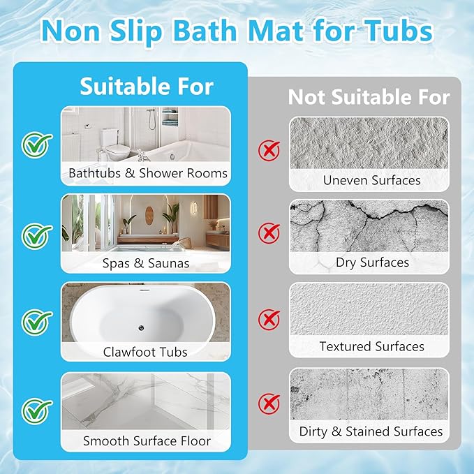 Bath Mat for Tub, Nautical Octopus Bathtub Mats, Machine Washable, Non Slip Shower Mat with Suction Cups and Drain Holes for Adults Kids, Vintage Coastal Tub Mats Gift for Nautical Lovers Bath Decor