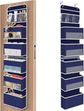 SpaceHacks 6-Tier Over The Door Organizer Hanging Storage Organizers with Clear Window 40lb Large Capacity Room Organizer for Pantry Bathroom Nursery Closet(Blue)