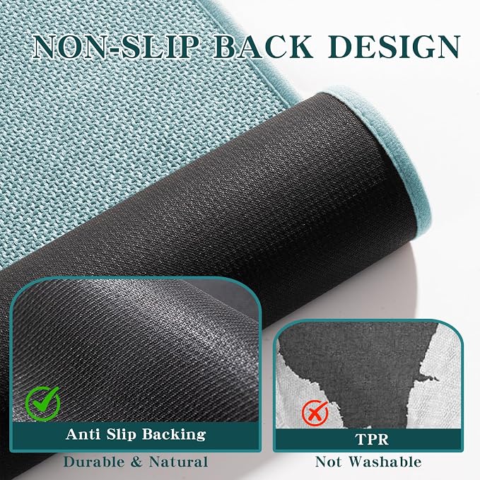 chakme Bathroom Rugs Mat 59x25, Ultra Thin Non Slip Bath Mat Large Quick Dry Absorbent Bath Mat for Bathroom Floor, (Navy Blue, 59"x25")