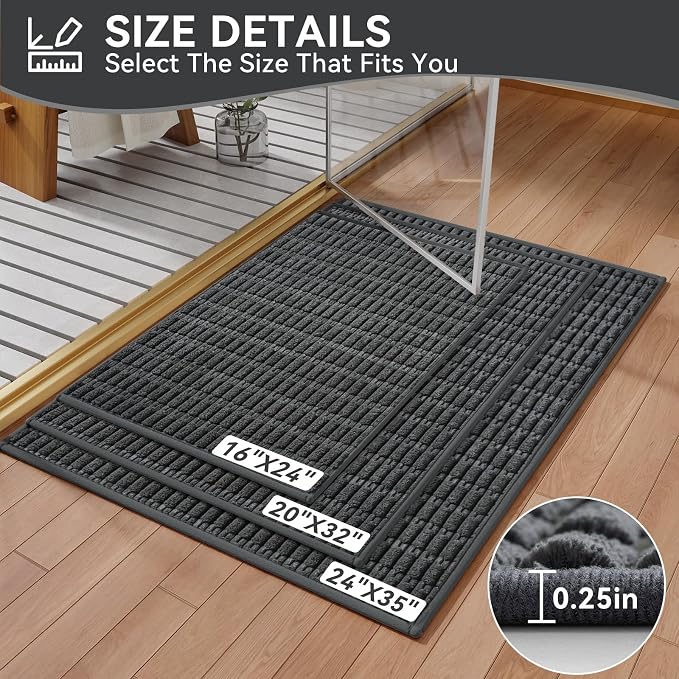 Bathroom Rugs Mat Quick Dry Absorbent Non Slip Bath Mat Bath Mats for Bathtub Mat Bathroom Carpet Fit Under Door Washable Floor Bath Rugs Dark Grey 16x24-2pc