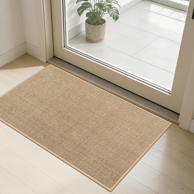 SMILOOL Front Door Mat Indoor Entrance, 20" x 32" Non-Slip Inside Door Mats for Entryway, Dirt Resistant and Absorbent Washable Doormat, Low Profile Entry Way Doormats, Floor Mats for House, Beige