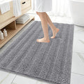OLANLY Thick Large Bathroom Rugs 59x35, Extra Soft Absorbent Chenille Striped Bath Rugs, Rubber Backing, Machine Wash Dry, Bath Mats for Bathroom Floor, Tub and Shower, Home Decor Accessories, Grey