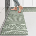 KIMODE Kitchen Mats for Floor Anti Fatigue Green Boho Kitchen Rugs Sets of 2 Cushioned Kitchen Floor Mats Comfort Standing Mat Geometric Laundry Room Rug for Bathroom Sink Office Desk 17"x47"+17"x29"