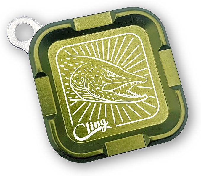 Cling Fishing Products Mag Grab® Mini – Compact Magnetic Fly Holder/Fly Patch & Organizer for Fly Fishing Vest, hat, Waders and Fishing Packs (Toothy Trouble, Deep Green)