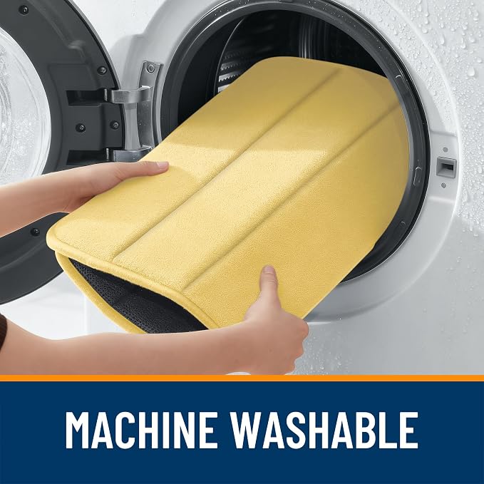 OLANLY Memory Foam Bath Mat 32x20, Super Soft Absorbent Bathroom Rugs, Quick Dry, Machine Washable Shower Floor Rugs, Bathmat Carpet, Bathroom Home Decor Accessories, Yellow