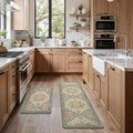 GENIMO Kitchen Mats for Floor 2PCs, Washable Anti Fatigue Mat for Cushioned, 17.3"x59"+17.3"x30", Waterproof Kitchen Rugs, Non Slip Comfort Standing Mat Rug for Home, Laundry, Peach Orange