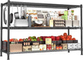 Heavy Duty Shelving, 47.6" H Garage Shelving Unit with Leveling Feet, 3-Tier Adjustable Garage Storage Shelves Metal Rack, Industrial Shelving for Warehaouse Storage, 60" W x 24" D x 47.6" H, Black