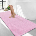 OLANLY Thick Bathroom Runner Rugs 44x24, Extra Soft Absorbent Chenille Bath Rugs, Rubber Backing, Machine Wash Dry, Long Bath Mats for Bathroom Floor, Tub and Shower, Home Decor Accessories, Pink