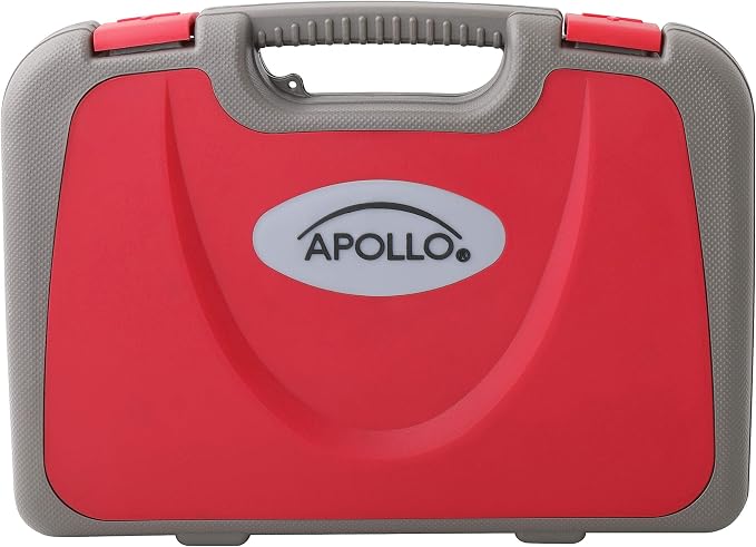 Apollo Tools 135 Piece Household Tool Set with Pivoting Dual-Angle 3.6 Volt Lithium-Ion Cordless Screwdriver – Includes Most-Needed Tool Selection and Hanging Assortment- Red - DT0773