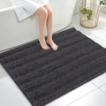 OLANLY Thick Large Bathroom Rugs 40x32, Extra Soft Absorbent Chenille Striped Bath Rugs, Rubber Backing, Machine Wash, Bath Mats for Bathroom Floor, Tub and Shower, Home Decor Accessories, Dark Grey