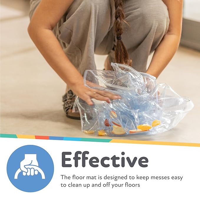 Nuby High Chair Square Floor Mat - Waterproof and Clear Floor Mat - Protects Floor from Spills and Messes - 49.5" x 49.5"