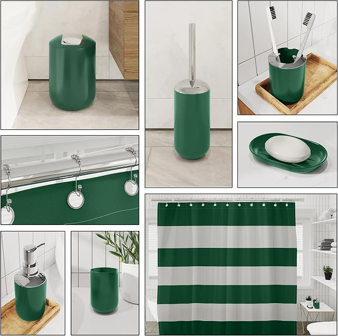 Clara Clark Bathroom Set - Green Bathroom Accessories Set, 20PC Bathroom Accessory Set, Shower Curtain Set with Liner, Toothbrush Holder, Soap Dispenser, Soap Dish, Toilet Brush Holder, and Trash Can