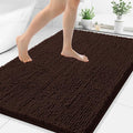Smiry Luxury Chenille Bathroom Rugs 50x30, Extra Soft and Absorbent Shaggy Bath Mat, Machine Washable, Non-Slip Plush Carpet Runner for Tub, Shower, and Floor, Home Decor Accessories, Brown