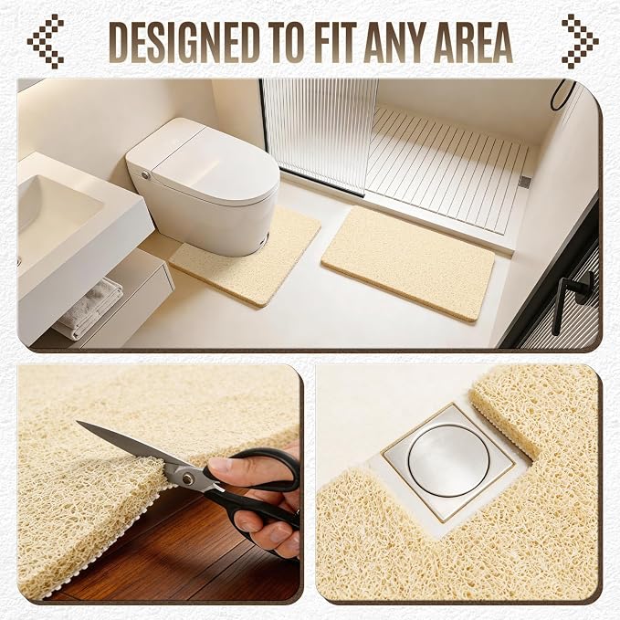 Joyhalo Shower Mat Bathtub Mat Non Slip, Bathmats Non Slip, Quick Drying Foot Scrubber Loofah Mats for Shower, Tub, Bathroom, Home, 30x17inch, Beige