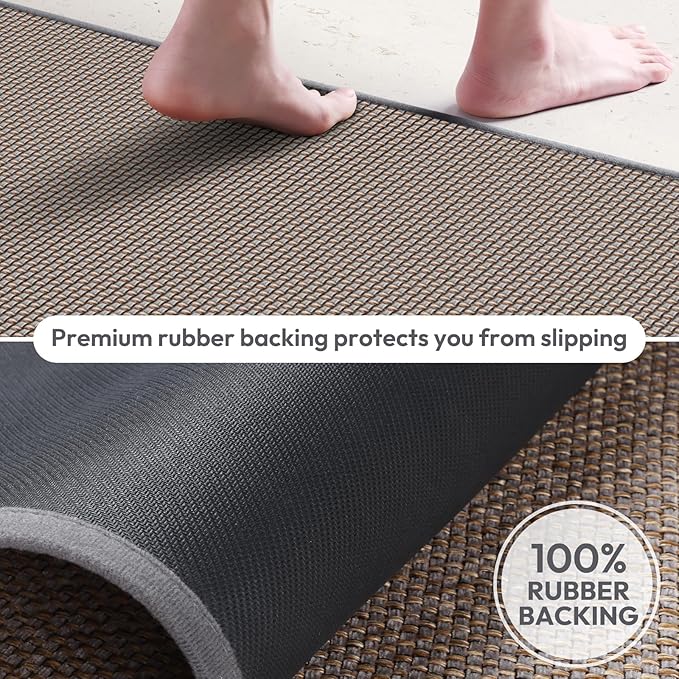 Kitchen Mats for Floor, Kitchen Rugs, Nonskid, Washable, Absorbent Kitchen Runner Rug for in Front of Sink, Entryway, Rubber Backing Indoor Door Mat, Farmhouse Style Standing Mat, 17.3"x28", Grey