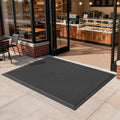 Front Door Mat 31''x47'', Drainage Heavy Duty Dirt Trapping Non-Slip Doormats, Outdoor Rubber Floor Mats, Restaurant Commercial Kitchen Industral Pool Entrance Bar Wet Area, Black