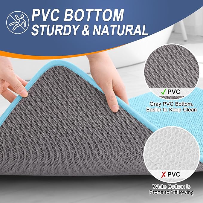 OLANLY Thick Memory Foam Bath Mat Rug 36x24, Extra Soft Absorbent Bathroom Rug, Quick Dry Bath Mats, Non-Slip, Machine Washable Carpet for Bathroom, Tub and Shower, Home Decor Accessories, Sky Blue