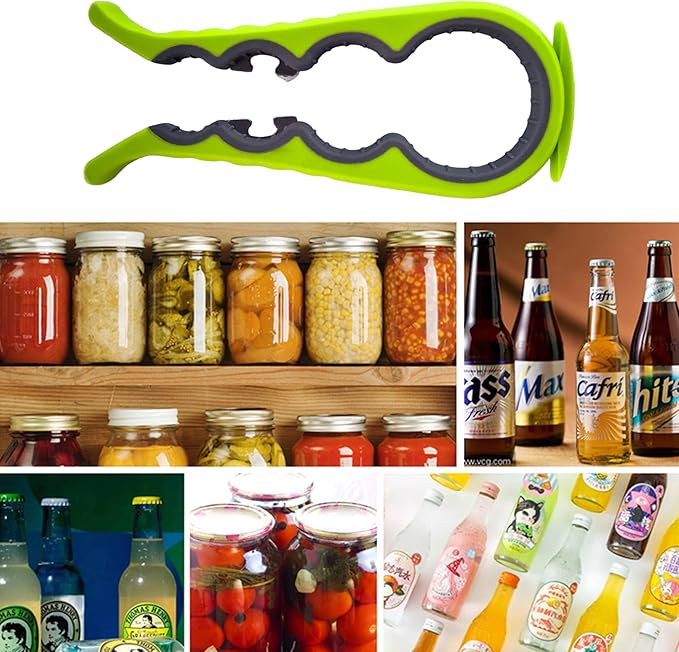 5-in-1 Jar Opener whit Beer bottle opener for Weak Hands,Non-slip Easy Grip Can Opener,Used to remove stubborn LIDS (Green)