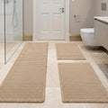 JIUZHEN Set of 3 Waffle Bath Mats Boho Waffle Bathroom Rug Washable Non Slip Bath Rugs Super Absorbent Shower Mat for Bathroom Kitchen Tub, 16" x 24" +24" x 36"+24" x 48", Brown