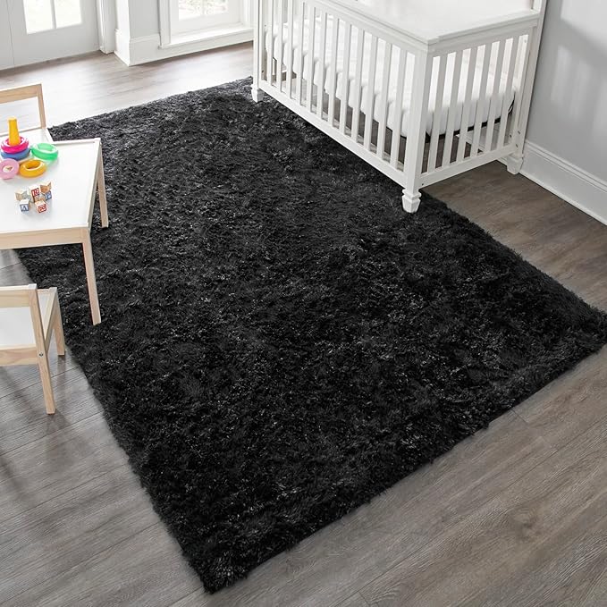 Ophanie 6x9 Black Rugs for Living Room, Large Fluffy Shag Fuzzy Plush Soft Area Rug, Floor Shaggy Carpets for Bedroom, Carpet for Kids Boys Girls Dorm Nursery Home Decor Aesthetic