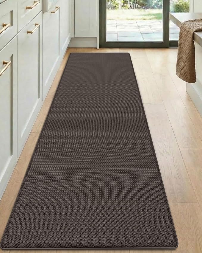 DEXI Kitchen Floor Mats Cushioned Anti Fatigue, 17x59 Narrow Short Standing Runner Rug Waterproof, Comfort Memory Foam Padded for Front Sink Laundry, Brown